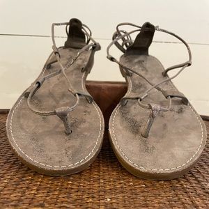 🍍Madewell metallic wrap sandals, size 10